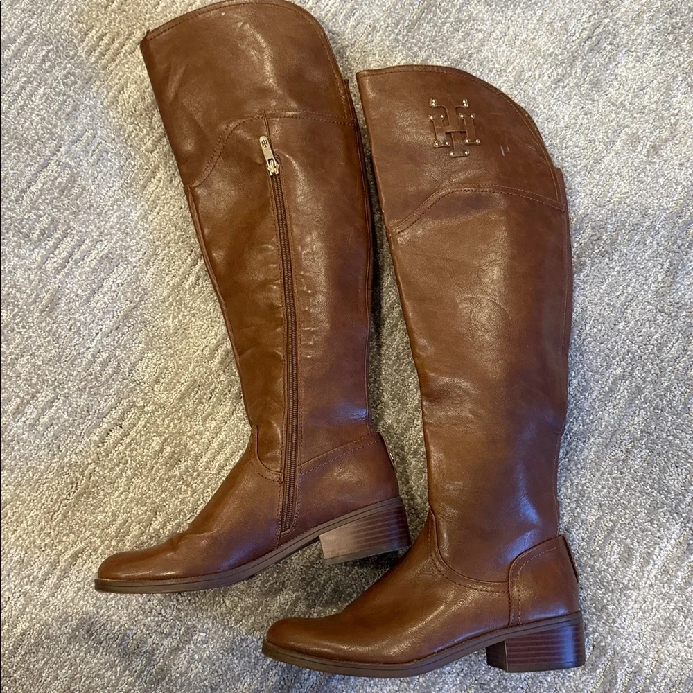 Tommy Hilfiger Womens Brown Knee High Riding Boots Size 8M